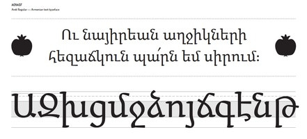 beim Granshan 2010 ausgezeichnet: die armenische Textschrift Arek von Khajag Apelian