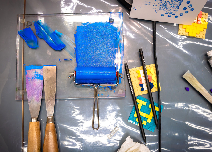 Werkzeuge und Material für den tgm-Tiefdruckworkshop